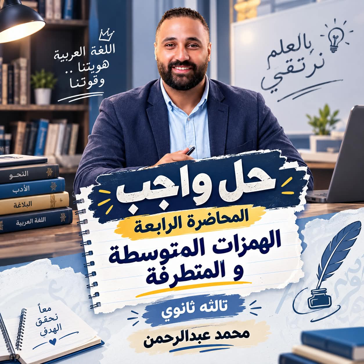 حل واجب المحاضرة الرابعة الصف الثالث الثانوي الهمزه المتوسطه و المتطرفة
